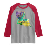 Home Louisiana Raglan Shirt Mardi Gras Fleur De Lis LA Map