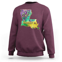 Home Louisiana Sweatshirt Mardi Gras Fleur De Lis LA Map