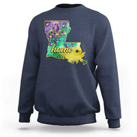 Home Louisiana Sweatshirt Mardi Gras Fleur De Lis LA Map