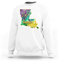 Home Louisiana Sweatshirt Mardi Gras Fleur De Lis LA Map