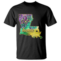 Home Louisiana T Shirt Mardi Gras Fleur De Lis LA Map