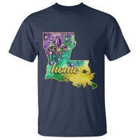 Home Louisiana T Shirt Mardi Gras Fleur De Lis LA Map