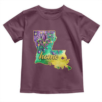 Home Louisiana Toddler T Shirt Mardi Gras Fleur De Lis LA Map