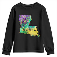 Home Louisiana Youth Sweatshirt Mardi Gras Fleur De Lis LA Map