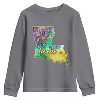 Home Louisiana Youth Sweatshirt Mardi Gras Fleur De Lis LA Map