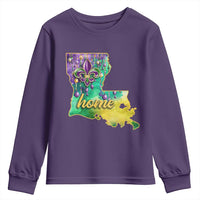 Home Louisiana Youth Sweatshirt Mardi Gras Fleur De Lis LA Map
