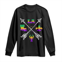 Louisiana Mardi Gras Long Sleeve Shirt Crawfish Fleur De Lis
