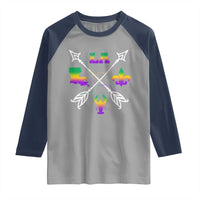 Louisiana Mardi Gras Raglan Shirt Crawfish Fleur De Lis