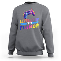 Engagement Sweatshirt Leveled Up To Fiance Funny Gamer Newly Engaged Couple Matching - Wonder Print Shop