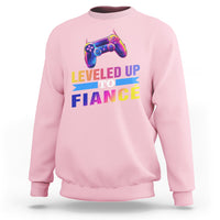 Engagement Sweatshirt Leveled Up To Fiance Funny Gamer Newly Engaged Couple Matching - Wonder Print Shop
