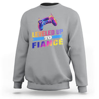 Engagement Sweatshirt Leveled Up To Fiance Funny Gamer Newly Engaged Couple Matching - Wonder Print Shop