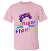 Engagement T Shirt Leveled Up To Fiance Funny Gamer Newly Engaged Couple Matching - Wonder Print Shop