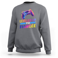 Engagement Sweatshirt Leveled Up To Fiancee Funny Gamer Newly Engaged Couple Matching - Wonder Print Shop