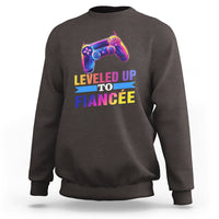 Engagement Sweatshirt Leveled Up To Fiancee Funny Gamer Newly Engaged Couple Matching - Wonder Print Shop