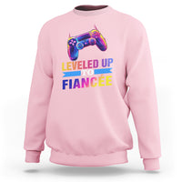 Engagement Sweatshirt Leveled Up To Fiancee Funny Gamer Newly Engaged Couple Matching - Wonder Print Shop