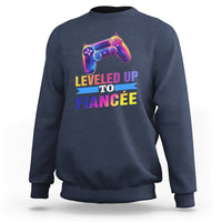 Engagement Sweatshirt Leveled Up To Fiancee Funny Gamer Newly Engaged Couple Matching - Wonder Print Shop