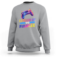 Engagement Sweatshirt Leveled Up To Fiancee Funny Gamer Newly Engaged Couple Matching - Wonder Print Shop