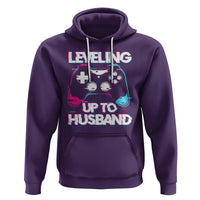 Engagement Hoodie Leveled Up To Husband Funny Gamer Vaporwave Newly Engaged Couple Matching - Wonder Print Shop