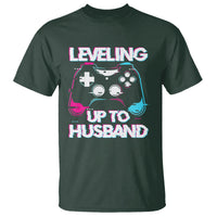 Engagement T Shirt Leveled Up To Husband Funny Gamer Vaporwave Newly Engaged Couple Matching - Wonder Print Shop