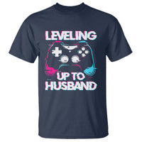 Engagement T Shirt Leveled Up To Husband Funny Gamer Vaporwave Newly Engaged Couple Matching - Wonder Print Shop