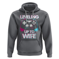 Engagement Hoodie Leveled Up To WIfe Funny Gamer Vaporwave Newly Engaged Couple Matching - Wonder Print Shop