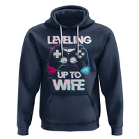 Engagement Hoodie Leveled Up To WIfe Funny Gamer Vaporwave Newly Engaged Couple Matching - Wonder Print Shop