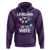 Engagement Hoodie Leveled Up To WIfe Funny Gamer Vaporwave Newly Engaged Couple Matching - Wonder Print Shop