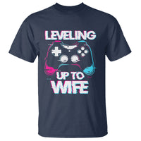 Engagement T Shirt Leveled Up To WIfe Funny Gamer Vaporwave Newly Engaged Couple Matching - Wonder Print Shop