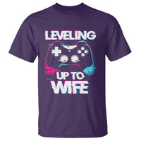 Engagement T Shirt Leveled Up To WIfe Funny Gamer Vaporwave Newly Engaged Couple Matching - Wonder Print Shop
