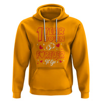 1st Wedding Anniversary Hoodie 1 Year Down Forever To Go Marriage Couple - Wonder Print Shop