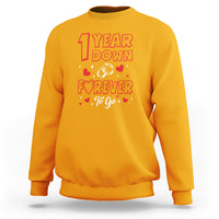 1st Wedding Anniversary Sweatshirt 1 Year Down Forever To Go Marriage Couple - Wonder Print Shop
