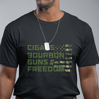 Cigars Bourbon Guns Freedom American Flag T Shirt - Wonder Print Shop