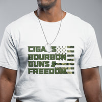 Cigars Bourbon Guns Freedom American Flag T Shirt - Wonder Print Shop