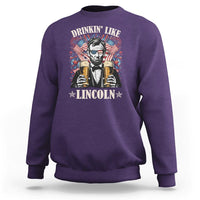 Funny 4th Of July Sweatshirt Drinking Like Lincoln Patriotic Party - Wonder Print Shop