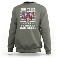 Funny 4th Of July Drinking Sweatshirt Time To Get Star Spangled Hammered Patriotic Party - Wonder Print Shop