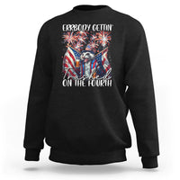 Funny 4th Of July Drinking Sweatshirt Everybody Gettin' Trashed On the Fourth American Opossum Patriotic Party - Wonder Print Shop