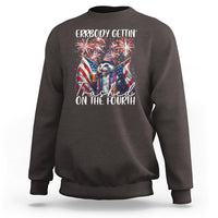 Funny 4th Of July Drinking Sweatshirt Everybody Gettin' Trashed On the Fourth American Opossum Patriotic Party - Wonder Print Shop