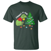 Christmas T Shirt Struggle Is Real T-Rex Christmas Tree Star - Wonder Print Shop