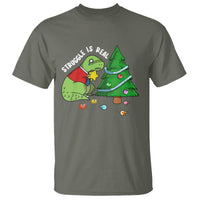 Christmas T Shirt Struggle Is Real T-Rex Christmas Tree Star - Wonder Print Shop