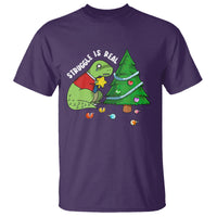 Christmas T Shirt Struggle Is Real T-Rex Christmas Tree Star - Wonder Print Shop
