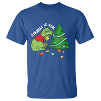 Christmas T Shirt Struggle Is Real T-Rex Christmas Tree Star - Wonder Print Shop