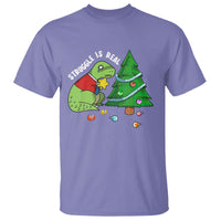 Christmas T Shirt Struggle Is Real T-Rex Christmas Tree Star - Wonder Print Shop