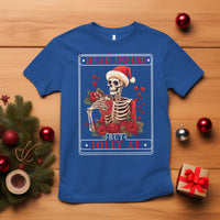Christmas T Shirt Dead Inside But Jolly AF Funny Chillin'Skeleton - Wonder Print Shop