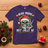 Christmas T Shirt Dead Inside But Jolly AF Funny Skull Skeleton - Wonder Print Shop