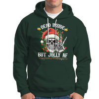 Christmas Hoodie Dead Inside But Jolly AF Funny Skull Skeleton - Wonder Print Shop