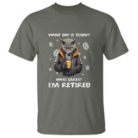 Retirement T Shirt What Day Is Today Who Cares Im Retired Funny Cat Drinking Coffee - Wonder Print Shop