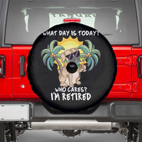 Funny Retirement Spare Tire Cover What Day Is Today Who Cares I'm Retired Funny Dog At Beach
