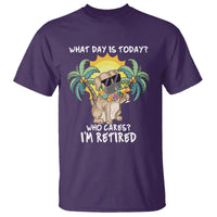 Retirement T Shirt What Day Is Today Who Cares I'm Retired Funny Dog At Beach - Wonder Print Shop