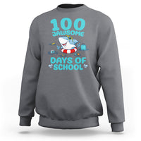 100th Day Of School Sweatshirt 100 Jawsome Days Funny Shark - Wonder Print Shop