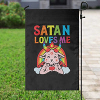 Funny Halloween Garden Flag Satan Loves Me Rainbow Goat - Wonder Print Shop